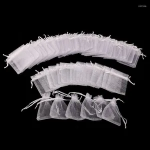 Gift Wrap 50pcs 7x9 9x12 White Organza Bag Jewelry Packaging Bags Wedding Drawable Sachet Pouches Christmas