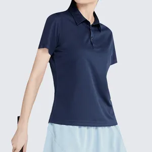 Koszulki damskie swobodne koszulki z krótkim rękawem kołnierz klapy guziki w dół letnie topy moda solidne tenisowe sportowe koszulki podstawowe