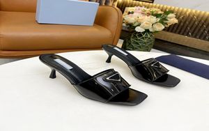 Woman Black Celeste Transparent and Leather Sandals MidHeel Slide Lady Heeled Slippers Mules Home Casual Fashion6212628