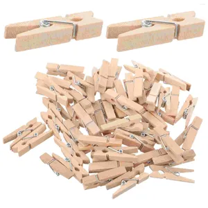 Frames 100 Pcs Picture Hangers Clothespin Craft Clip Wooden Pins Push Paper Peg Spring Loaded