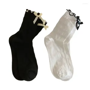 Mulheres meias bow bosffle respirável confortável bezerro fino combinando para vestir