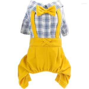 Dog Apparel Pet Clothes Shirts Stylish Classic White Plaid Blue Striped Overall Jumpsuit Wedding Birthday Kawaii For Puppy Cat