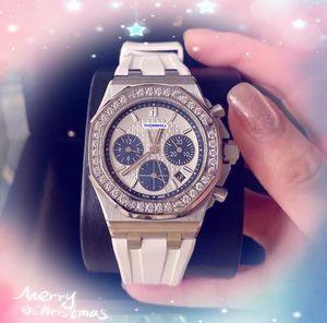 Auotmatic Date Women's Watch Stopwatch Black White Green Rubber Strap Waterproof Sports Quartz Chronograph Military Diamonds Ring Wristwatch Gifts