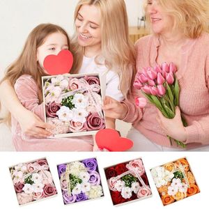 Dekorative Blumen Luxus Schöne Blumen-/Nelkenblumenseife mit Stielöl Geschenkbox Picks