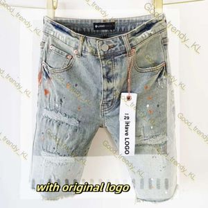 Mäns shorts casual män jeans motorcykel lila jeans shorts designer shorts rak kort denim byxa kvinnor orolig rippad cyklist blå jean shorts smal passform 641