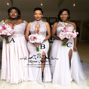 2020 NYA PLUS -STORLEK Afrikanska brudtärnor Klänningar Mixed Style Sequined Beaded Country Beach Nigeria Bellaanaija Maid of Honours Prom Gowns 210V