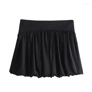 Salas plissadas de shorts femininos para mulheres com zíper lateral da moda High Skort feminina