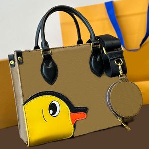 Graffiti -Umhängetasche Totebag Designer -Tasche Großkapazität Einkaufshandtasche Cartoon Tierdruck Gold Hardware Reißverschluss Brieftasche Frauen Münze Geldbörse abnehmbares Riemen