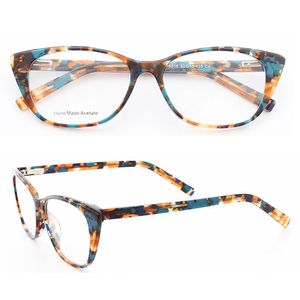 Women Cat Eye EyeGlass Rahmen für runde Mode optische Brille Rahmen Schildkröte Retro Rezept Brille Leopardendruck 240423