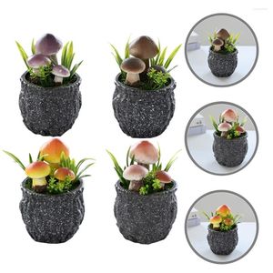 Decorative Flowers 4 Pcs Artificial Mushroom Ornaments Decor Bonsai Potted Plants Plastic Small Fake