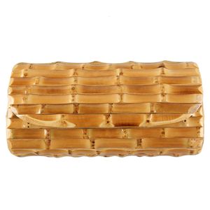 Nilerun marka moda vintage retro twarde drewniane drewno rattan słoma wieczorna portfel Unikalny ręcznie robiony naturalny bambusowy sprzęgło korzeniowe 240430