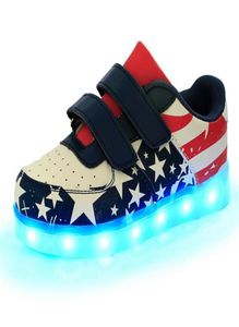 Mode barn skor baby barn casual led skor färgglada glödande pojkar och flickor atletiska sneakers USB laddning led ljus upp4413173