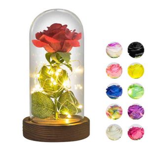 Presentes para mulheres Rose eterna em vidro cúpula artificial Forever Flower LED LUZ