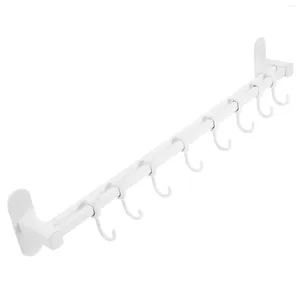 Kitchen Storage Double-pole Multi-functional Nail-free Wall-mounted Movable 8-row Coat Hangers Utensil Rack Hanger Utensils