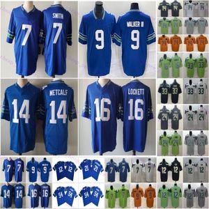 Barato 14 DK Metcalf Football Jerseys Geno Smith 7 Devon Witherspoon 21 Tyler Lockett 16 Kenneth Walker III 9 Bobby Wagner 54 Blue Green Branched Stitched