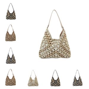 2024 Designer Bag Beach Bags Luxury straw bag Beige Fashion Womens Shoulder Bag Personality Straw Women Totes Handbags Khaki