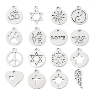 Ciondoli 20pcs/Lot Love Heart Pace Pace fai -da -te all'ingrosso 316 in acciaio inossidabile Yingyang fiocchi di neve piuma a pendente stella incrociata