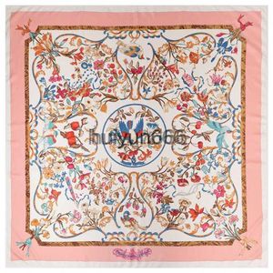 Designer Scarves New Twill Silk Scarf Women Poncho Pink Hijab Angelo Printed Square Scarves Large Shawls Fashion Wraps Female Bandana 130cm*130cm