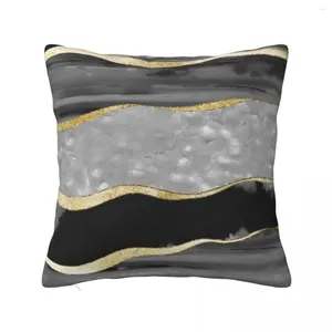 Travesseiro preto preto cinza branco ladrão de mármore travesseiro impresso capa de tecido de decoração de arremesso moderno home home