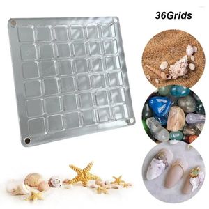 Placas decorativas Caixa de armazenamento de concha magnética acrílica Clear 36/64/100 Grids Rock Display Cole