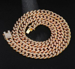 Hip Hop Kolye 13mm Küba Bağlantı Zinciri Erkekler için Buzlu Bling Rhinestone Chaine Homme Moda Takı Bütün9052828