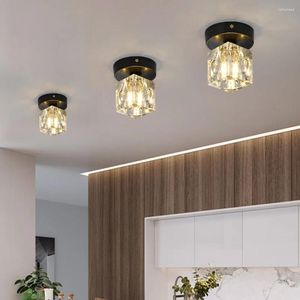 Luzes de teto Modern Hallway Square Crystal Lamp Indoor for Balcony Corredor Gallery Kitchen Bedroom Plafonnier