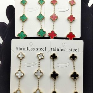 High cost earrings performance jewelry New highend tassels doublesided womens four leaf clover non fading suspension with common vanley