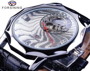 ForSining Fashion Watches Diamond Display Half Skeleton Design unika modellering Mens Silver Watches Top Brand Luxury Neutral CA2096751