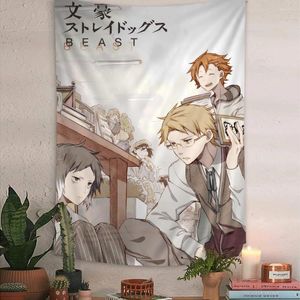 Arazzi Bungo Stray Dogs Dazai Chuuya Anime Tapestry Hippie Flower Muro Tapets Decor Hanging Home Home