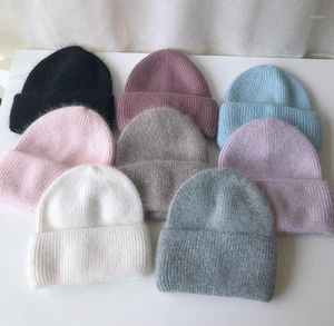 Beanieskull Caps 2021 Autumn e inverno chapéu de inverno angora malha de lã quente Versão coreana de coreana color pura18086637