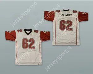 Personalizado qualquer nome Número Mens Youth/Kids Bacardi 62 White Football Jersey Top Stitched S-6xl