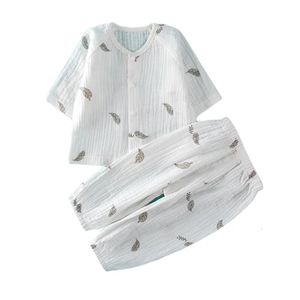 Set di vestiti per bambini ragazzi Abiti a manica lunga nati Musline Cotton Shirt Shirt Sust Sust Hottomwear Cloth 2pc 04T 240507