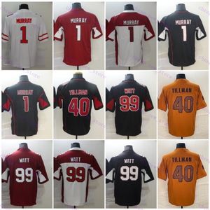 1 Kyler Murray Football Jerseys 40 Pat Tillman 99 J.J. Watt czarny biały czerwony zszyta