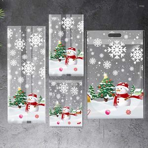 Present Wrap 50/100st Christmas Cookie Seal Påsar för Nougat Candy Biscuit Packaging Xmas Year Party Favors Clear Pouch