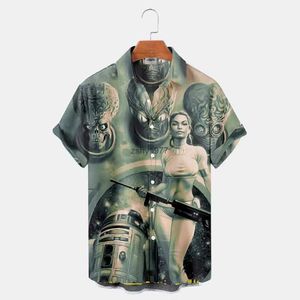 New Skull Shirt D Printed Funny Loose Casual Large Short Sleeve Button Shirt