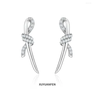 Orecchini per borchie Xuyuanfen's Silver Jewelry European and American Pure Bow Light Luxury Women's Fashion 925