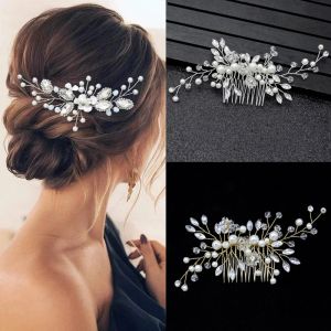 Handgefertigter Perle Kristallblatt Tiara Stirnband für Damen Hochzeit Schmuck Tiara Brauthaar Ornament Hochzeit Haar Ornament