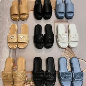 Designer Sandals Crochet Slides Women Sandal Gold Buckle Slipper Flat Mule Platform Slippers Lady Casual Shoes Classic Leather Slide Summer Beach Flip Flops