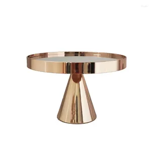 Plattor efterrätt Display Plate Mirror Tray Cake Rack Stand Metal Electricating Table European Golden Trinket Dish