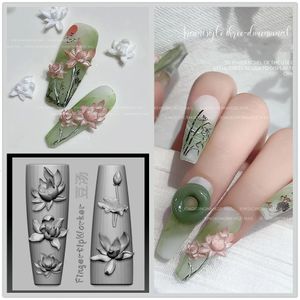 1pc fiore loto 3d decorazioni per chiodo per unghie acriliche chiodi fai -da -te piastre per unghie silicone chiodi per chiodi chiodi 240510