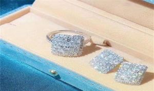 Blask Luksusowa biżuteria unikalna biżuteria 925 srebrna srebrna topna księżniczka Cut White Topaz CZ Diamond Women Wedding Rada Rin5632728