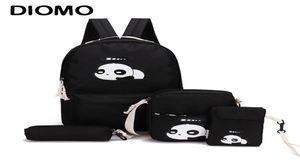 Diomo Panda Bag Female Canvas School Rucksack Set für Jungen mit Mädchen Teenagern Laptop Dudelsack Frauen Crossbody Pencil Case Kind Y2862212