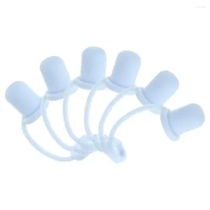 Disposable Cups Straws 6 Pcs Straw Cap Silicone Cover Topper Tip Coffe Dust Plug Simple Covers Reusable Tips Silica Gel Caps