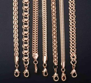 Fanshion 585 Rose Gold Chain Chain Curb Rode Snail Link Link Chain For Men Women Classic Jewelry Gifts CNN1B9320981