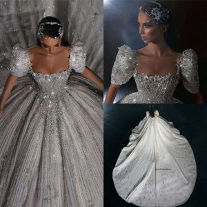 Lussuoso abito da sposa arabo lussuoso abito da sposa manicotto per perle di spalla cristalli di cristalli di abiti da sposa scoppiati da sposa a pugila bc18822 0511