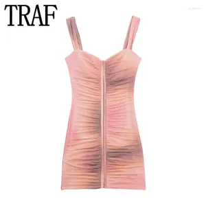 Casual Dresses Print Tulle Mini Dress Woman Mesh Slip Bodycon Women Sleeveless Backless Short 2024 Summer Sexy Party