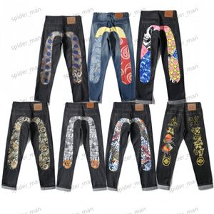 Designerjeans Frauen Jeans Männer Evisue Jeans Hosen Langer Nilpferde Aufkleber Drucken gerade Streetwear Skinny Hosen Großhandel Faashion für Jugend L2