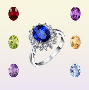 Eheringe JuwelyPalace Prinzessin erzeugt Blue Sapphire 925 Sterling Silber Verlobungsring Ruby Natural Amethyst Citrine Topaz 2210246265191