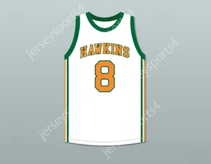 Custom mass jovens/crianças Lucas Sinclair 8 Hawkins High School Tigres Jersey Basquete Branco 1 Top Stitched S-6xl