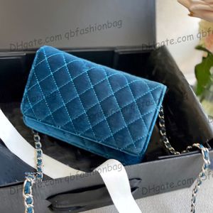 Francuskie kobiety Velor Woc Portfel Pardorowane torby z srebrnym metalowym łańcuchem Crossbody Purse Multi Pochette Karta Uchwyt tylny desi 280s